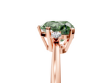 Rose gold Fancy Green Heart  Cut Three-Stone Solitaire Ring with Round Accent Diamonds and Four-Prong Setting_5