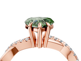 Rose gold Fancy Green Heart  Cut Twist Band Solitaire Diamond Ring with Pavé Setting_7