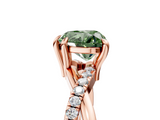 Rose gold Fancy Green Heart  Cut Twist Band Solitaire Diamond Ring with Pavé Setting_8