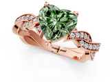 Rose gold Fancy Green Heart  Cut Twisted Pavé Band Solitaire Ring with Four-Prong Setting_1