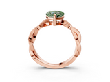 Rose gold Fancy Green Heart  Cut Twisted Pavé Band Solitaire Ring with Four-Prong Setting_3