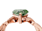 Rose gold Fancy Green Heart  Cut Twisted Pavé Band Solitaire Ring with Four-Prong Setting_4