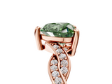 Rose gold Fancy Green Heart  Cut Twisted Pavé Band Solitaire Ring with Four-Prong Setting_5