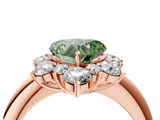 Rose gold Fancy Green Heart  Diamond Cluster Halo Ring with Solitaire Band and Four-Prong Setting_4