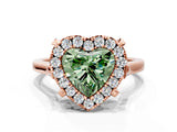 Rose gold Fancy Green Heart  Diamond Cluster Halo Solitaire with Four-Prong Setting_26