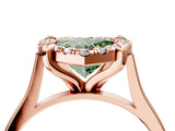 Rose gold Fancy Green Heart  Diamond Cluster Halo Solitaire with Four-Prong Setting_30