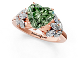 Rose gold Fancy Green Heart  Diamond Cluster Leaf Design Ring with Prong Setting_1