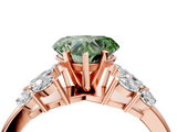 Rose gold Fancy Green Heart  Diamond Cluster Leaf Design Ring with Prong Setting_4