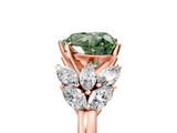 Rose gold Fancy Green Heart  Diamond Cluster Leaf Design Ring with Prong Setting_5