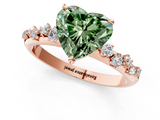 Rose gold Fancy Green Heart  Diamond Cluster Prong-Set Solitaire Ring_1