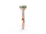 Rose gold Fancy Green Heart  Diamond Cluster Prong-Set Solitaire Ring_2