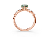 Rose gold Fancy Green Heart  Diamond Cluster Prong-Set Solitaire Ring_3