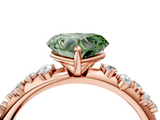 Rose gold Fancy Green Heart  Diamond Cluster Prong-Set Solitaire Ring_4