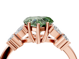 Rose gold Fancy Green Heart  Diamond Floral Cluster Ring with Solitaire Band and Prong Setting_4
