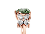 Rose gold Fancy Green Heart  Diamond Floral Cluster Ring with Solitaire Band and Prong Setting_5