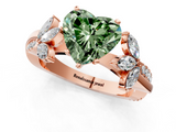 Rose gold Fancy Green Heart  Diamond Floral Vine Solitaire Engagement Ring_1