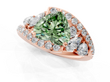 Rose gold Fancy Green Heart  Diamond Halo Ring with Marquise and Pavé Band in Prong Setting_1