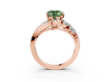 Rose gold Fancy Green Heart  Diamond Halo Ring with Marquise and Pavé Band in Prong Setting_3