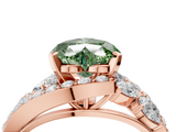 Rose gold Fancy Green Heart  Diamond Halo Ring with Marquise and Pavé Band in Prong Setting_4