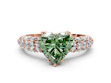 Rose gold Fancy Green Heart  Diamond Pavé Band Solitaire Ring with Four-Prong Setting_29