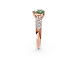 Rose gold Fancy Green Heart  Diamond Pavé Band Solitaire Ring with Four-Prong Setting_31