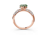 Rose gold Fancy Green Heart  Diamond Pavé Band Solitaire Ring with Four-Prong Setting_32