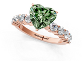 Rose gold Fancy Green Heart  Diamond Pavé Band Solitaire with Four-Prong Setting_1