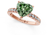 Rose gold Fancy Green Heart  Diamond Pavé Band Solitaire with Four-Prong Setting_1