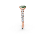 Rose gold Fancy Green Heart  Diamond Pavé Band Solitaire with Four-Prong Setting_2