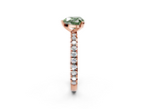Rose gold Fancy Green Heart  Diamond Pavé Band Solitaire with Four-Prong Setting_2