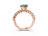 Rose gold Fancy Green Heart  Diamond Pavé Band Solitaire with Four-Prong Setting_3