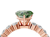 Rose gold Fancy Green Heart  Diamond Pavé Band Solitaire with Four-Prong Setting_4
