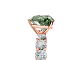 Rose gold Fancy Green Heart  Diamond Pavé Band Solitaire with Four-Prong Setting_5