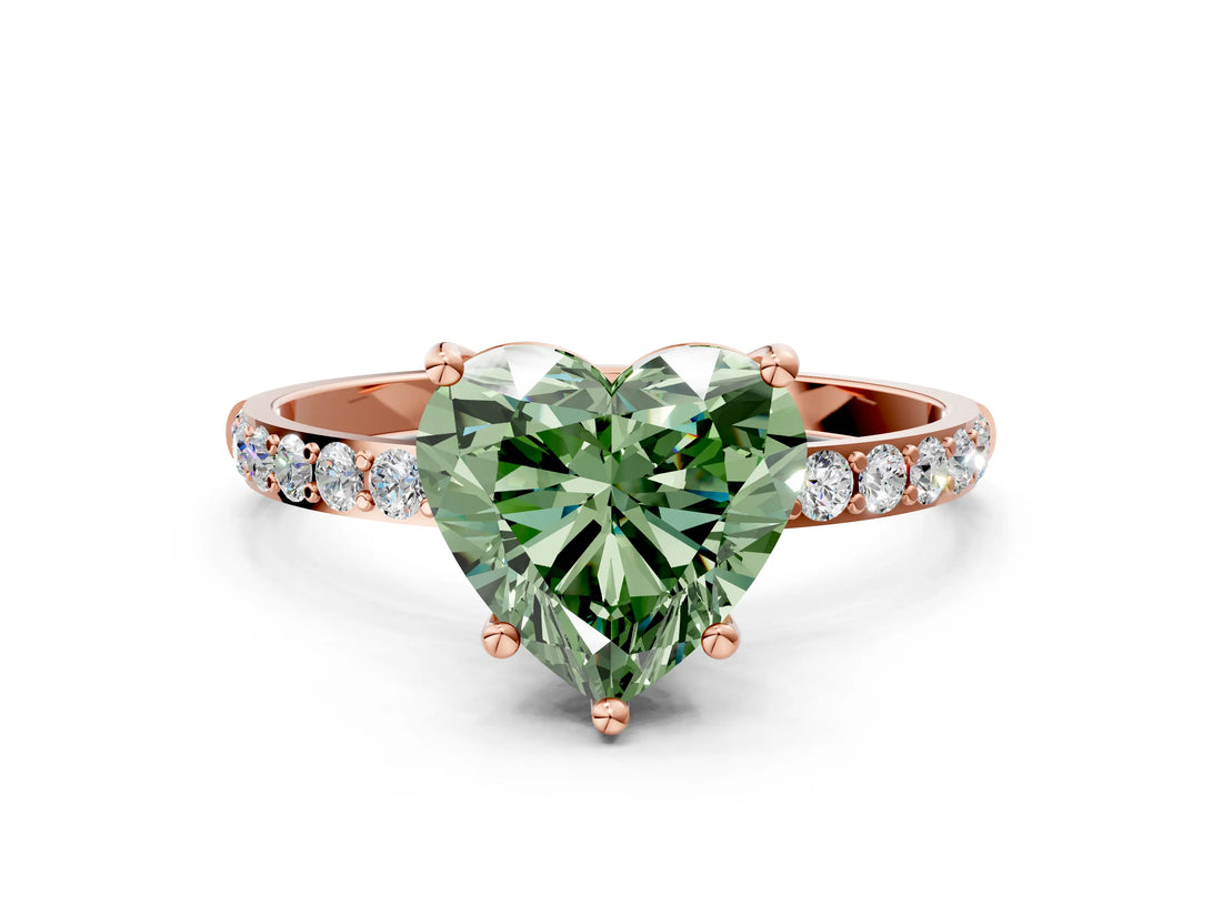Rose gold Fancy Green Heart  Diamond Pavé Band with Six-Prong Setting_27