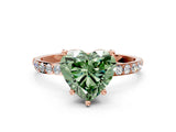 Rose gold Fancy Green Heart  Diamond Pavé Band with Six-Prong Setting_27