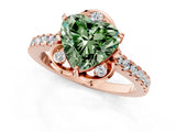 Rose gold Fancy Green Heart  Diamond Pave Band with Floral Prong Setting_28