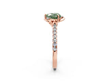 Rose gold Fancy Green Heart  Diamond Pave Band with Floral Prong Setting_29