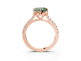 Rose gold Fancy Green Heart  Diamond Pave Band with Floral Prong Setting_30