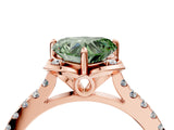 Rose gold Fancy Green Heart  Diamond Pave Band with Floral Prong Setting_31