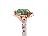 Rose gold Fancy Green Heart  Diamond Pave Band with Floral Prong Setting_32