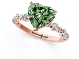 Rose gold Fancy Green Heart  Diamond Prong Set Engagement Ring with Pave Band_1