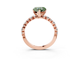 Rose gold Fancy Green Heart  Diamond Prong Set Engagement Ring with Pave Band_3