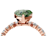 Rose gold Fancy Green Heart  Diamond Prong Set Engagement Ring with Pave Band_4