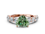 Rose gold Fancy Green Heart  Diamond Prong Setting with Side Stones on a Pave Band
