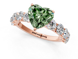 Rose gold Fancy Green Heart  Diamond Prong Setting with Side Stones on a Pave Band_1