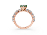 Rose gold Fancy Green Heart  Diamond Prong Setting with Side Stones on a Pave Band_3
