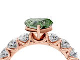 Rose gold Fancy Green Heart  Diamond Prong Setting with Side Stones on a Pave Band_4
