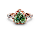 Rose gold Fancy Green Heart  Diamond Solitaire Ring with Shared Prong Pavé Band_17