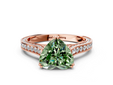 Rose gold Fancy Green Heart  Diamond Solitaire with Pave Band and Six-Prong Setting