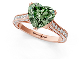 Rose gold Fancy Green Heart  Diamond Solitaire with Pave Band and Six-Prong Setting_1
